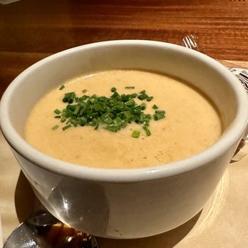 Seasons 52 - Cup of Lobster Bisque with sherry and chives. So delicious!!! - New American Near Me - Edison, New Jersey Seasons 52 - Cup of Lobster Bisque with sherry and chives. So delicious!!! - New American Near Me - Edison, New Jersey