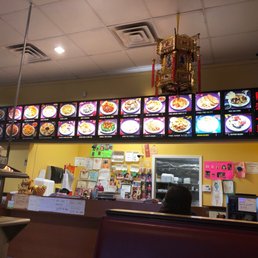 Menu board and customer counter. Menu board and customer counter.