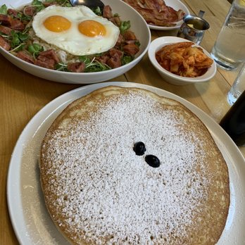 Over Easy - Kailua Eggs, Blueberry Pancakes, and a side of Bacon and Kimchee! - Breakfast & Brunch Near Me - Kailua, Hawaii Over Easy - Kailua Eggs, Blueberry Pancakes, and a side of Bacon and Kimchee! - Breakfast & Brunch Near Me - Kailua, Hawaii