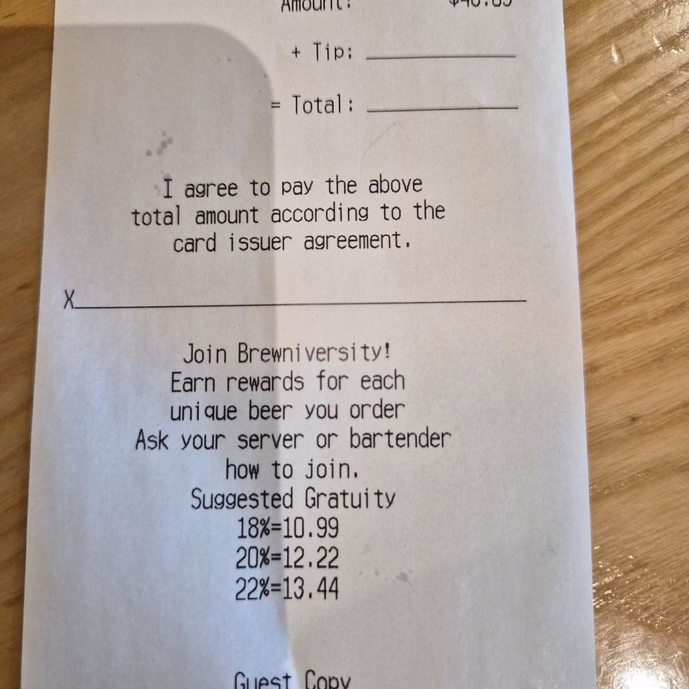 Overstated tip/gratuity by +$2 for each precentage level..what a shame!!! Overstated tip/gratuity by +$2 for each precentage level..what a shame!!!