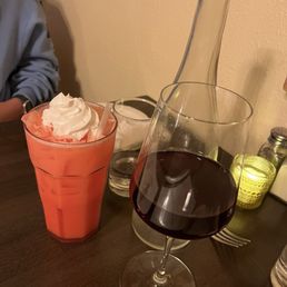 Berry Italian soda and Pinot Noir. Both delicious. Berry Italian soda and Pinot Noir. Both delicious.