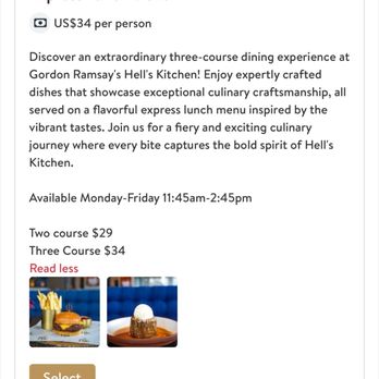 Gordon Ramsay Hell's Kitchen - Express lunch menu - New American Near Me - Miami, Florida