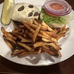 The Tavern Company - Cheeseburger with Swiss cheese. Comes with fries and pickle.
