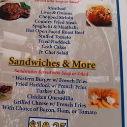 Sugarmill Restaurant - Part of their menu.