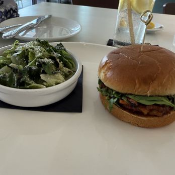 Reflections at Glasshouse - BBQ sandwich and a side Caesar salad. - Salad Near Me - Golden Oak, Florida Reflections at Glasshouse - BBQ sandwich and a side Caesar salad. - Salad Near Me - Golden Oak, Florida