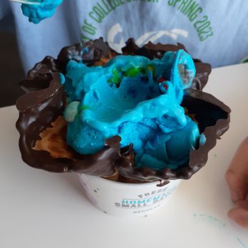 Marble Slab Creamery - Blue ice cream waffle bowl with extra toppings. - Ice Cream & Frozen Yogurt Near Me - College Station, Texas