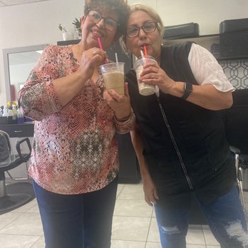Raspados Esmeralda - Both hairdressers enjoying their raspado at sheer elegance .  Best raspados in the city  .  Maria & owner Rosa - Ice Cream & Frozen Yogurt Near Me - Indio, California