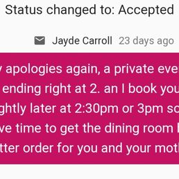 So much for a Grand Tea party at 2:30 when booked at least a month in advance.