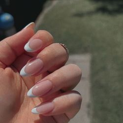 Spa Nails - Full Set, French Acrylics, shape Almond.