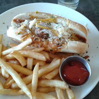 Canyon Lakes - Meatball sandwich has tons of french fries - Breweries Near Me - San Ramon, California