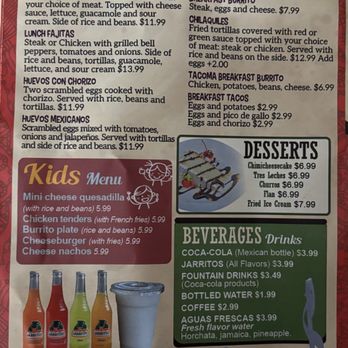 Tacoma Taco & Enchilada Grill - Menu: Lunch Specials Kids Beverages Desserts - Mexican Near Me - Carol Stream, Illinois Tacoma Taco & Enchilada Grill - Menu: Lunch Specials Kids Beverages Desserts - Mexican Near Me - Carol Stream, Illinois