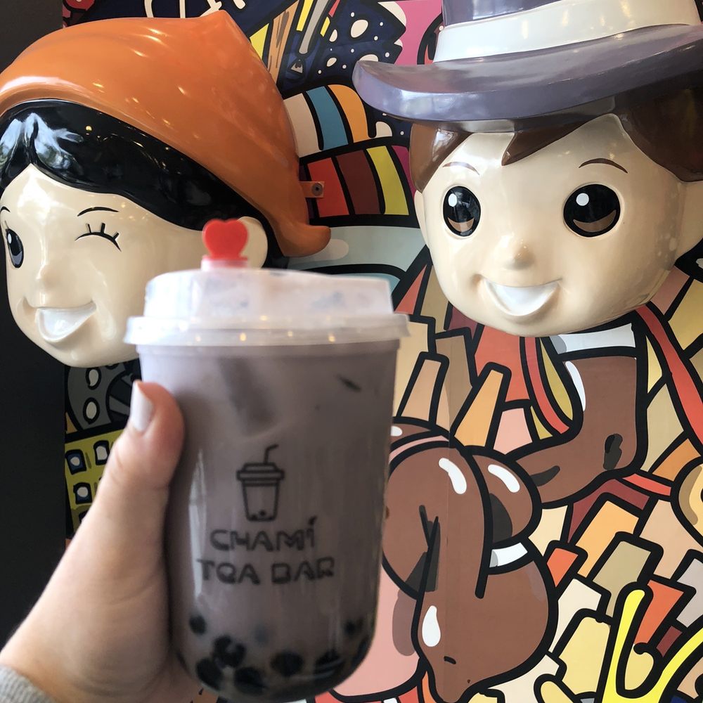 Chami Tea Bar - Taro milk tea with boba (medium size). - Bubble Tea Near Me - Whittier, California
