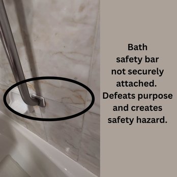 The Cliffs Hotel and Spa - Bath safety bar not securely attached. Definitely a safety hazard. - Hotels Near Me - Pismo Beach, California The Cliffs Hotel and Spa - Bath safety bar not securely attached. Definitely a safety hazard. - Hotels Near Me - Pismo Beach, California