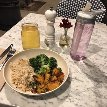 Flower Child - Plate with butternut squash, steamed broccoli and brown rice. Wild tonic kombucha on tap! - Salad Near Me - Phoenix, Arizona Flower Child - Plate with butternut squash, steamed broccoli and brown rice. Wild tonic kombucha on tap! - Salad Near Me - Phoenix, Arizona