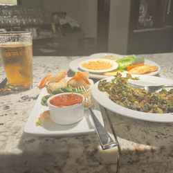Grill 125-Radisson Hotel Corning - Shrimp Cocktail, Brussel Sprouts, Butternut Squash Hummus, Tahini, with Pita and Veggies