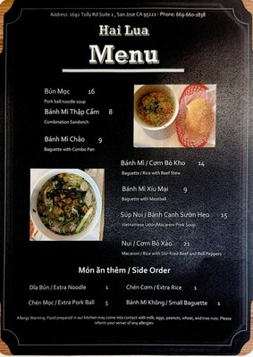 Menu photo 1 Hai Lua San Jose, CA