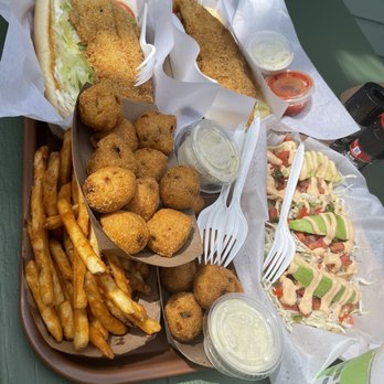 Shrimp N Stuff - Po-boys with catfish, fish tacos, hush puppies and fries - Seafood Near Me - Galveston, Texas Shrimp N Stuff - Po-boys with catfish, fish tacos, hush puppies and fries - Seafood Near Me - Galveston, Texas