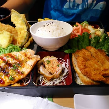 Sushi Hook - Bento box with mixed tempura, salmon teriyaki, and tonkatsu. - Sushi Bars Near Me - Sacramento, California Sushi Hook - Bento box with mixed tempura, salmon teriyaki, and tonkatsu. - Sushi Bars Near Me - Sacramento, California