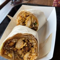 two burritos on a plate