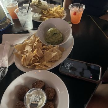 Samsara - Falafel, chips & guac, and falafel wrap with fries - Hookah Bars Near Me - Phoenix, Arizona