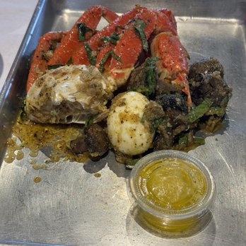 Crawfish Cafe - Snow Crab Cluster with Boiled Mushrooms - on the side and Boiled Egg - on the side - Seafood Near Me - Houston, Texas Crawfish Cafe - Snow Crab Cluster with Boiled Mushrooms - on the side and Boiled Egg - on the side - Seafood Near Me - Houston, Texas