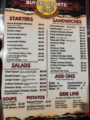 Menu photo 1 Buford Sports Cafe Lancaster, SC Menu photo 1 Buford Sports Cafe Lancaster, SC