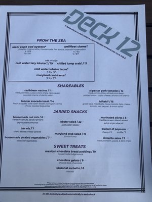 Menu photo 1 The Sky Lounge & Rooftop Terrace Boston, MA