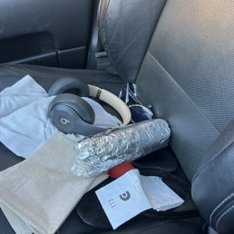 My burrito in my car seat