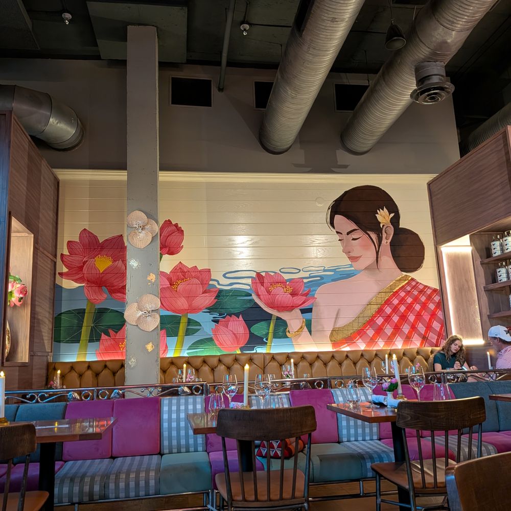 Pink Lotus Thai Restaurant - Inside. Dining room. Beautiful wall art. - Thai Near Me - Atlanta, Georgia Pink Lotus Thai Restaurant - Inside. Dining room. Beautiful wall art. - Thai Near Me - Atlanta, Georgia