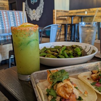 Union Taco - Fish taco. Shishito peppers and a mezcal drank - Tacos Near Me - Norfolk, Virginia Union Taco - Fish taco. Shishito peppers and a mezcal drank - Tacos Near Me - Norfolk, Virginia