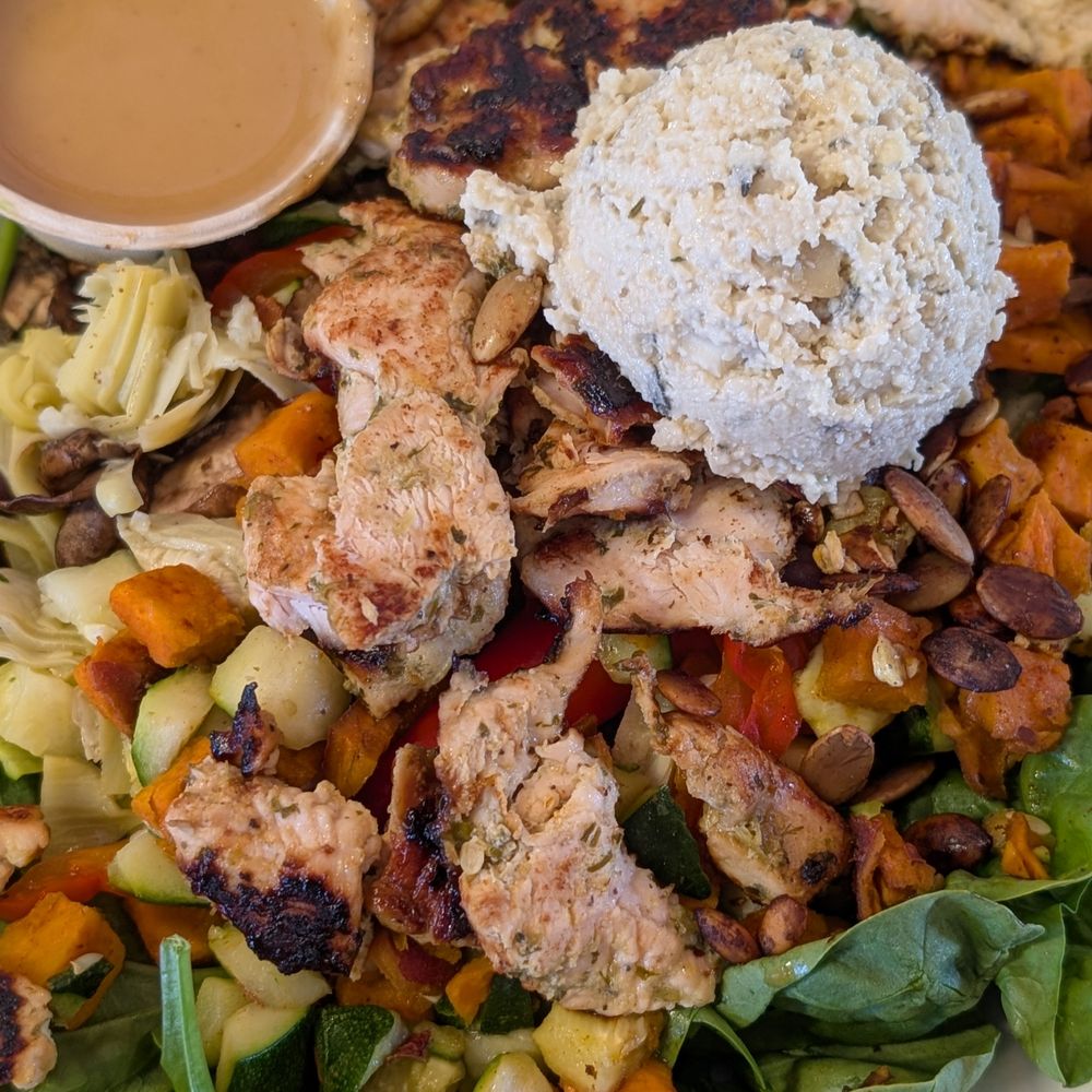 Nectarine Grove - ROASTED VEGGIE BOWL + CHICKEN - New American Near Me - Encinitas, California Nectarine Grove - ROASTED VEGGIE BOWL + CHICKEN - New American Near Me - Encinitas, California