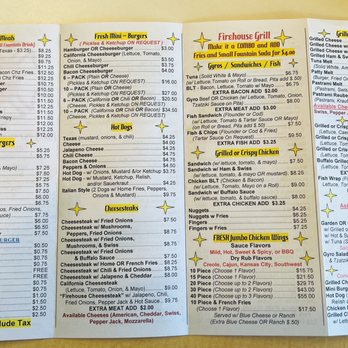 Firehouse Grill - Menu side 2 of 2 - Diners Near Me - South Plainfield, New Jersey