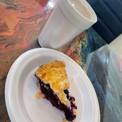 Blueberry pie and cafe con leche