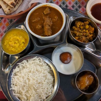 Mt Everest Cuisines - Thali with lamb. - Indian Near Me - Edmond, Oklahoma