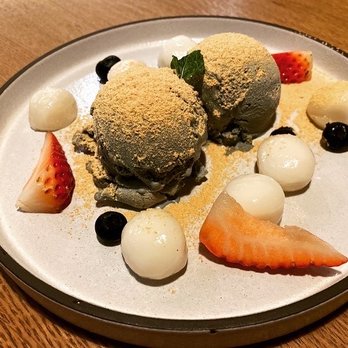 Yugo Restaurant - Black sesame ice cream with mochi - Japanese Near Me - Vancouver, British Columbia