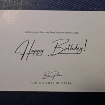 Blü Prime Steakhouse - Nice touch to my birthday! - Steakhouses Near Me - San Antonio, Texas