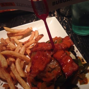 Burgatory - Robinson - Topless Bison burger, buffalo sauce, poblano peppers, white American, cracked peppercorn, grilled caramelized onions - Burgers Near Me - Pittsburgh, Pennsylvania