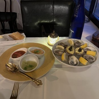 June BYOB - Celebration sheep fish(oysters and geoduck with crab filling and caviar) the sauces were harrisa and cucumber. - French Near Me - Collingswood, New Jersey June BYOB - Celebration sheep fish(oysters and geoduck with crab filling and caviar) the sauces were harrisa and cucumber. - French Near Me - Collingswood, New Jersey