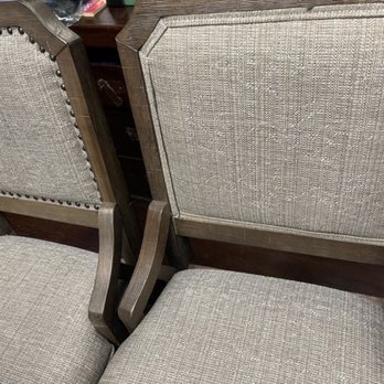 Ashley Store - The chair on the right has lose fabric and was missing the circle metals all around the back rest - Furniture Stores Near Me - Santa Ana, California