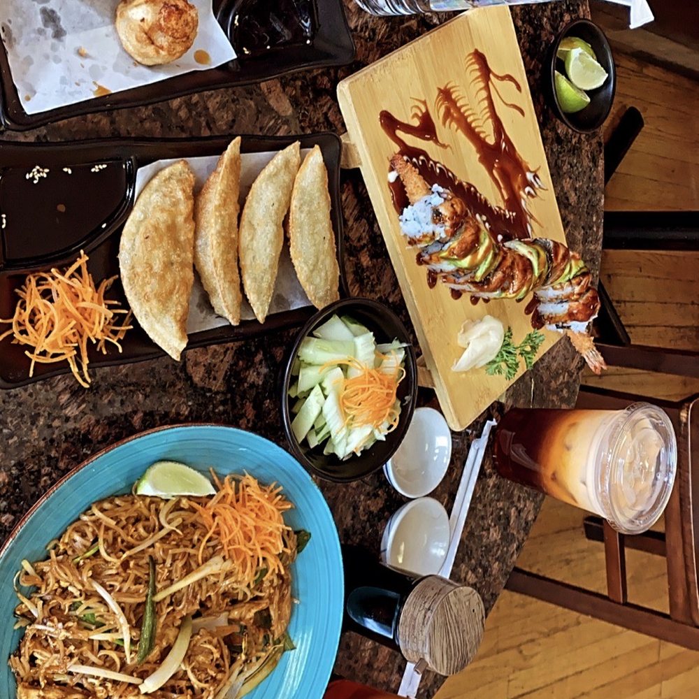 Pride Sushi and Thai - Pad Thai , Dragon roll, Shrimp Shumai, Gyoza (Chicken or Vegetable), chai tea - Japanese Near Me - Chicago, Illinois Pride Sushi and Thai - Pad Thai , Dragon roll, Shrimp Shumai, Gyoza (Chicken or Vegetable), chai tea - Japanese Near Me - Chicago, Illinois
