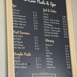 Prices of services at 4ever Nails