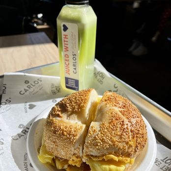Carlos Bagel Shop - Garlic bagel Bacon, Egg & Cheese Sandwich - Bagels Near Me - Hawthorne, New Jersey Carlos Bagel Shop - Garlic bagel Bacon, Egg & Cheese Sandwich - Bagels Near Me - Hawthorne, New Jersey