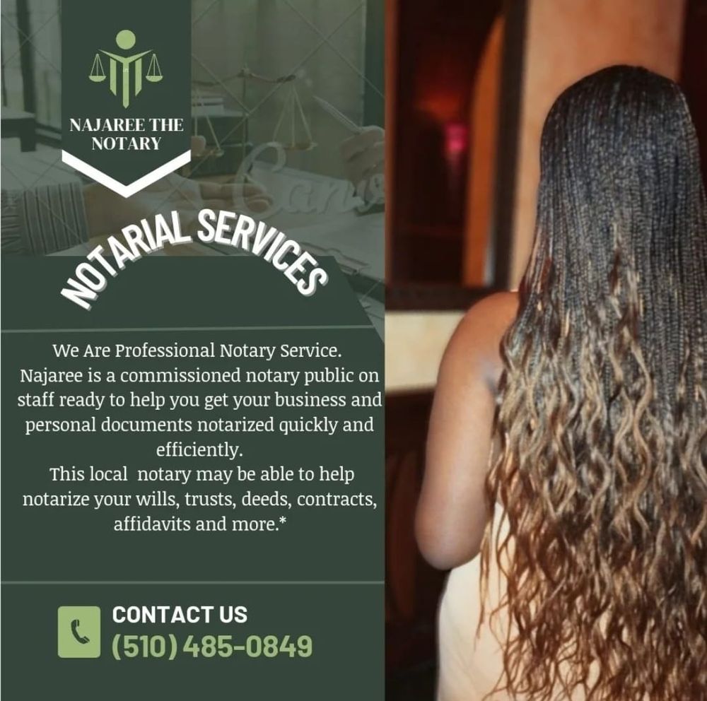 NAJAREE THE NOTARY Oakland, California Notaries Phone Number Yelp