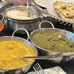 Saag Paneer, Malai Kofta, Tikka Masala, Curry Coconut Chicken, garlic naan Saag Paneer, Malai Kofta, Tikka Masala, Curry Coconut Chicken, garlic naan