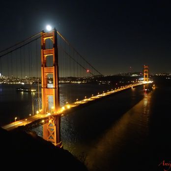 Battery Spencer - GGB with Moon, from Battery Spencer - Landmarks & Historical Buildings Near Me - Sausalito, California Battery Spencer - GGB with Moon, from Battery Spencer - Landmarks & Historical Buildings Near Me - Sausalito, California