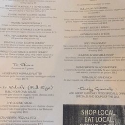 Menu has great food choices and drinks. Menu has great food choices and drinks.