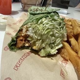 "Chicken" wrap and fries