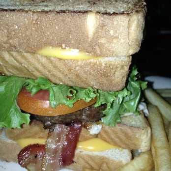 Ballyhoo Grill - Swamp Burger... Two grilled cheese sandwiches with a bacon, tomato, lettuce, thick burger center! YUM!!! - Seafood Near Me - Gainesville, Florida Ballyhoo Grill - Swamp Burger... Two grilled cheese sandwiches with a bacon, tomato, lettuce, thick burger center! YUM!!! - Seafood Near Me - Gainesville, Florida