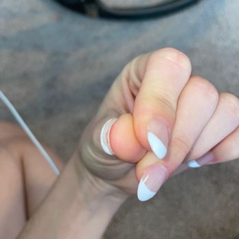 Victoria Nails - You can see the gap in between my nail and acrylic (which I didn't even ask for acrylic). Also you can see how thick and gross these are. - Nail Salons Near Me - Huntsville, Alabama Victoria Nails - You can see the gap in between my nail and acrylic (which I didn't even ask for acrylic). Also you can see how thick and gross these are. - Nail Salons Near Me - Huntsville, Alabama