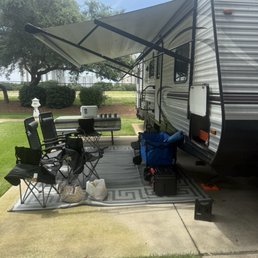 Concrete pad and picnic table at every site with plenty of room for chairs and beach gear Concrete pad and picnic table at every site with plenty of room for chairs and beach gear
